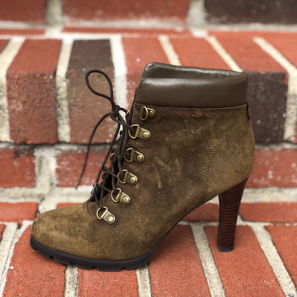 Ralph Lauren Dark Olive Suede Lace up Boots